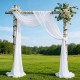 Qfdian  2 Panels-6 Yards Wedding Arch Draping Fabric Sage Green Chiffon Fabric Drapery Party Ceiling Drapes Archway Drapes for Wedding S