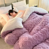 Qfdian  High End Thickened Winter Warm Blankets for Beds Artificial Lamb Cashmere Weighted Blanket Thicker Warmth Duvet Quilt Comforter