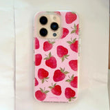 Qfdian INS Korea Fruit Pear Strewberry Phone Case For Iphone 15ProMax 16Pro 13 14 15 16 Pro Max 16ProMax 14Pro Cover Fundas