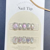 Qfdian  Size S Handmade Acrylic Press on Nails Short Square Round False Nails With Designs Ballet Sweet Cute Fake Nails With Glue