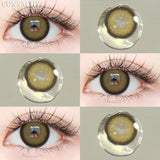 Qfdian  1pair Colorcon Contact Lenses Green Color Lens Natural Brown Eye Contacts Gray Pupils Beautiful Cosmetic Yearly Lenses