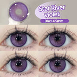 Qfdian  2PCS Myopia Beauty Colored  Contact Lenses Purple Halloween Makeup Lens Fashion Pupils Big Eye Lenses Natural Blue Lense