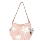 Qfdian  Girls Kawaii Pendant Star Shoulder Bags Women Japanese Casual Fashion Crossbody Bag Y2k Streetwear Tote  for College Student