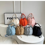 Qfdian Korean All Match Fashion Casual Backpack Y2k Aesthetic Women Students Simple Schoolbags 2025 Vintage Drawstring Preppy Backpacks