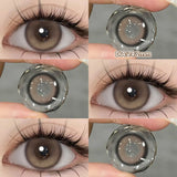 Qfdian  2PCS Big Grey Contact Lenses for Eyes Myopia Colored Contact Lens Natural Brown Pupils Gradient Contact Lens Black Lens