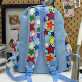 Qfdian High-capacity Ins Women Students Backpack Sweet Kawaii Casual All Match Schoolbags Harajuku Y2k Aesthetic Star Print Backpacks