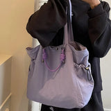 Qfdian High-capacity Vintage Simple Shoulder Underarm Bag Y2k Aesthetic Women Grunge Handbags Trendy Casual Nylon Tote Bags All Match