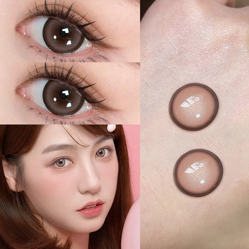 YIMEIXI 1 Pair New Myopia Lenses Colored Contact Lenses with Degree Natural Lenses Pink Eye Lenses Color Cosmetic