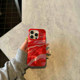 Qfdian Summer hot red motting phone case for iphone 14pro 15pro 15 pro max 13pro 12 14 13 shiny chocolate color shockproof shell fundas