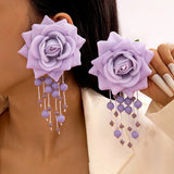 Qfdian  Stylish and unique large flower vacation earrings