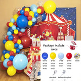 Qfdian  Carnival Circus Balloon Garland Kit Red Blue Yellow Rainbow Confetti Balloon Arch Star Foil Ballon Birthday Carnival Party Decor
