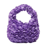 Qfdian Japanese Sweet Girls Pleated Ruffled Top-Handle Bags Fairy All Match Women Chic Clutches Trendy Y2k Aesthetic Purse and Handbags