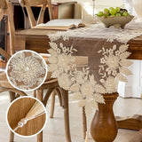 Qfdian  European Style Tassel Table Runner Embroidered Lace Table Flag Long Strip Fabric Cover TV Cabinet Dining Table Cloth Decoration