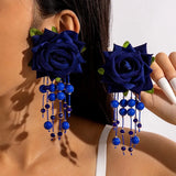 Qfdian  Stylish and unique large flower vacation earrings