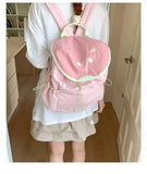 Japanese Letter Embroidery Schoolbags Y2k Aesthetic Student Casual Travel Backpacks Contrast Color Sweet Kawaii Bags for Women
