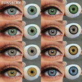 Qfdian  1 Pair Colored Contact Lenses for Eyes Green Beauty Pupils Brown Fashion Lenses High Quality Blue Eye Contacts Yearly