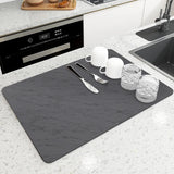 Qfdian  Diatomaceous Earth Absorbent Kitchen Mat Quick Dry Dish Pad Non Slip Countertop Protector Washable Reusable Easy Clean Home Use