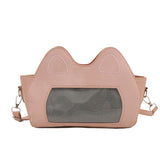 Qfdian Y2k Aesthetic Transparent Women's Handbags Fashion Kawaii Cat Ears Shoulder Bag Japanese All Match Ins Trendy Crossbody Ita Bags