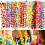 Qfdian  24/36pcs Hawaiian Leis Bulk Luau Party Colorful Tropical Flower Necklace Leis Summer Beach Hula Dance Party Decorations Supplies