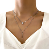 Simple Crystal Geometric Gold Color Pendant Necklace Set for Women Charms Fashion Square Rhinestone Female Vintage Jewelry 2024
