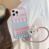 Qfdian Ins Winter Fair Puppy Shiny Fundas for iphone 16Pro 13pro 15pro 14 13 15 16 pro max 14promax shell protect cute rope phone case