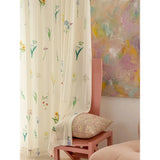 Qfdian  Pastoral Style High Density Chiffon Yarn Garden Fresh Cream for Living Room Window Screen Transparent Impervious Drapes