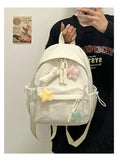 Qfdian Women Students Simple All Match Kawaii Backpack Sweet Cute Star Bone Schoolbags Casual Y2k Aesthetic Fashion Preppy Backpacks