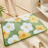 Qfdian  Non-Slip High-Absorbency Microfiber Bath Mat - Floral Plush Bathroom Rug, Thickened Fashionable Home Decor