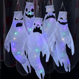Qfdian  Hanging Ghost Halloween LED Luminous Ghost Children's Gift Scary Party Props Home Outdoor Courtyard Bar Hanging Ghost Decoration