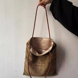 Qfdian High-capacity Vintage Y2k Aesthetic Shoulder Underarm Bag Grunge Embossing Women Handbags All Match Casual Streetwear Tote Bags