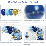 Qfdian  Navy Blue Balloon Garland Arch Kit Macaron Blue Metal Gold Confetti Balloons Birthday Party Baby Shower Gender Reveal Decoration