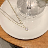 Fashion Cute Love Heart Shaped Pendant Necklace Pearl Chain Shiny Women 2024 Aesthetic Jewelry Choker Wedding Party Jewelry Gift