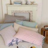 Qfdian  Double Sided Stripes Bow Pillow Cases 48x74cm Soft Comfortable Covers Cotton Pillow Cover Pillow Sham Beds Home Decoration gifts