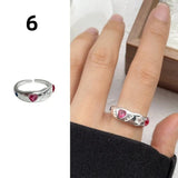 Qfdian  Minimalist Handmade Zircon Ring Simple Design Retro Texture Crystal Ring Irregular Shape Matte Finish Gemstone Ring