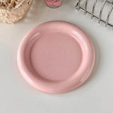 Qfdian  Nordic Creative Ceramic Plate Round Service Plate Steak Western Dishes Dessert Plate Unique Main Course Kitchen Tableware