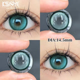 Qfdian Korean Hot Sale Colored Contact  Lenses with Myopia Degree Grade 0.00- 8.00 Blue Green Beauty Pupilentes KSSEYE 2Pcs Soft Lens