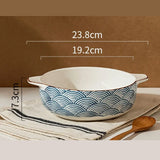 Qfdian  Japanese Double Ear Soup Noodle Bowls, Household Kitchen Restaurant Supplies, Tableware, Salad Fruit Soup Phnom Penh Bowls , 1Pc