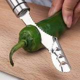 Qfdian Stainless Steel Household Tiger Skin Green Pepper Cut Pepper To Core Seeded Vegetable Slicer Tomato Core Remover Deseeder Tool