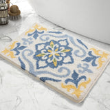 Qfdian  Simple Geometric Bath Mats Strong Water-absorbent Anti-slip Carpet Flocked Home Bathroom Quick-drying Foot Mat