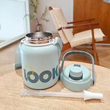 Qfdian  Large Capacity 316 Stainless Steel Vacuum Insulated Cup Portable Straw Belly Cup Children Student Outdoor Travel Thermos Bottle