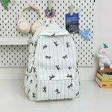 Qfdian  High-capacity Women Sweet Preppy Backpacks Japanese Y2k Aesthetic Fashion Students Backpack Kawaii Striped Bow Print Schoolbags