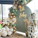 Qfdian  Sage Green Sand White Gold Balloons Garland Arch Kit Gold Confetti Latex Balloon Baby Shower Birthday Party Decoration Wedding