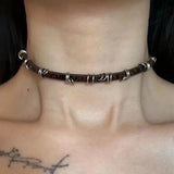 Qfdian  Y2K Cat Claw Star Heart Pendant Plush Leopard Bone Choker Charms Necklaces For Women Goth Aesthetic Accessories Grunge Jewelry