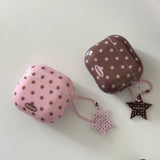 Qfdian Lovely Brown Star Wireless Bluetooth Earphone Case for Apple AirPods 1 2 3 4 Pro 2 Charge Box Shell With Pink Chain Pendant
