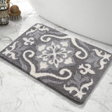 Qfdian  Simple Geometric Bath Mats Strong Water-absorbent Anti-slip Carpet Flocked Home Bathroom Quick-drying Foot Mat