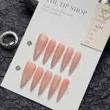 Qfdian 10pcs Purely handmade wearable manicure with gentle fake nails acrylic press on nails almond full cover false nail tips