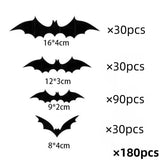 Qfdian  Halloween Bats Decorations,3D Pvc Bat on The Wall,Black Bats Wall Stickers,Halloween Scary Props Party Supplies DIY Decoration