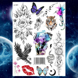 Qfdian  Ankle Flora Cherry Lavender Flash Fake Waterproof Tattoos Temporary Women Arm Chest Tattoo Stickers Body Art Custom Tatoos