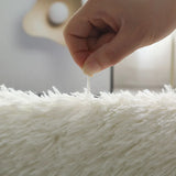 Qfdian White Fluffy Hall Carpet Modern Living Room Bedroom Home Decor Large Mats Thickened Non-Slip Girl Children's Room Pink Furry Rug
