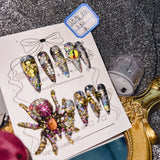 Qfdian 10Pcs High Quality Handmade Press on Nails Earth Demon Spider Dark Super Flash Exaggerated Spider Spicy Girl Personality Gothic